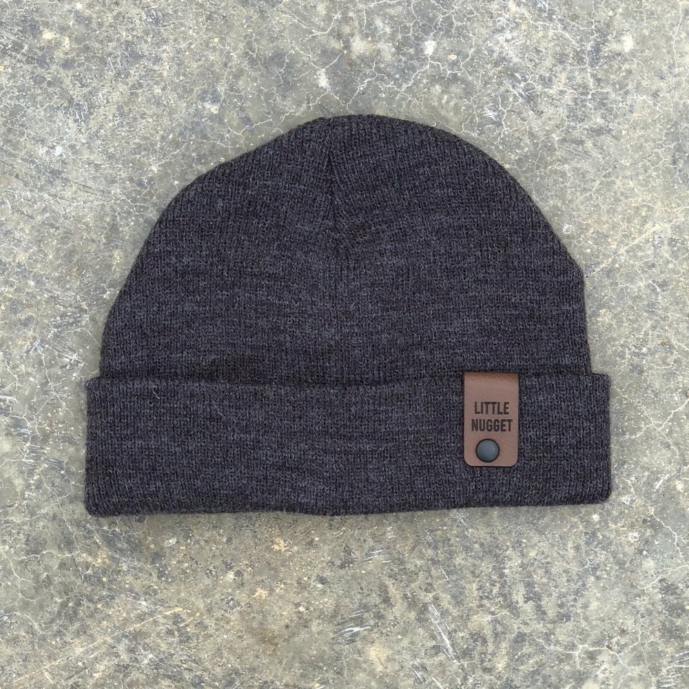 Childrens Little Nugget winter beanie - dark heathered grey